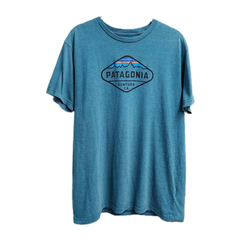 Patagonia Ventura Ca Blue T-Shirt Men's Size Large Slim Fit Gorpcore Outdoor